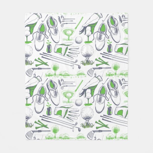 Groene Golf iconen patroon Fleece Deken (Voorkant)