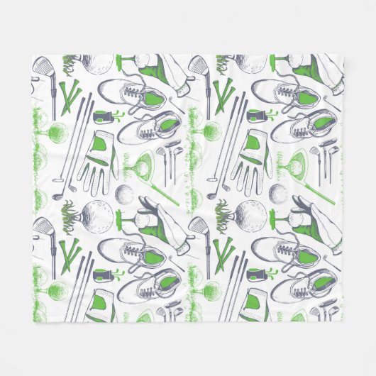 Groene Golf iconen patroon Fleece Deken (Voorkant (Horizontaal))