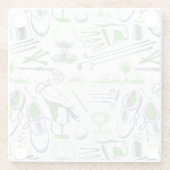 Groene Golf iconen patroon Glazen Onderzetter (Achterkant)