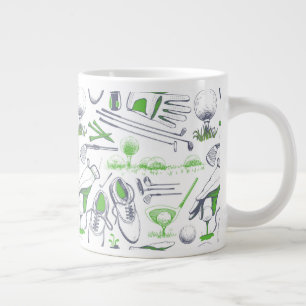Groene Golf iconen patroon Grote Koffiekop
