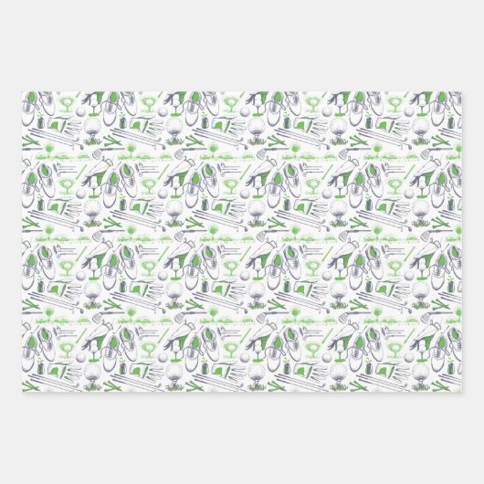 Groene Golf iconen patroon Inpakpapier Vel (Voorkant 2)