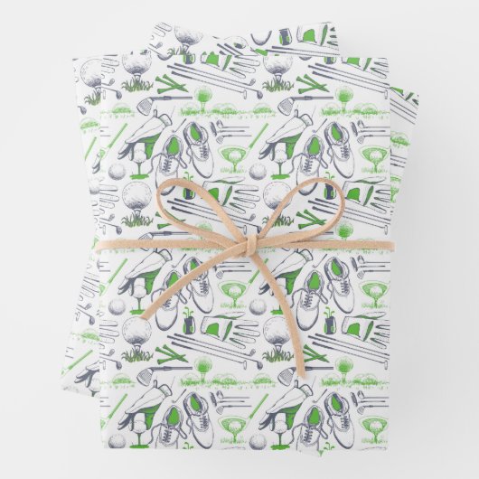 Groene Golf iconen patroon Inpakpapier Vel (In situ)