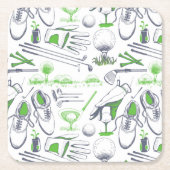 Groene Golf iconen patroon Kartonnen Onderzetters (Voorkant)