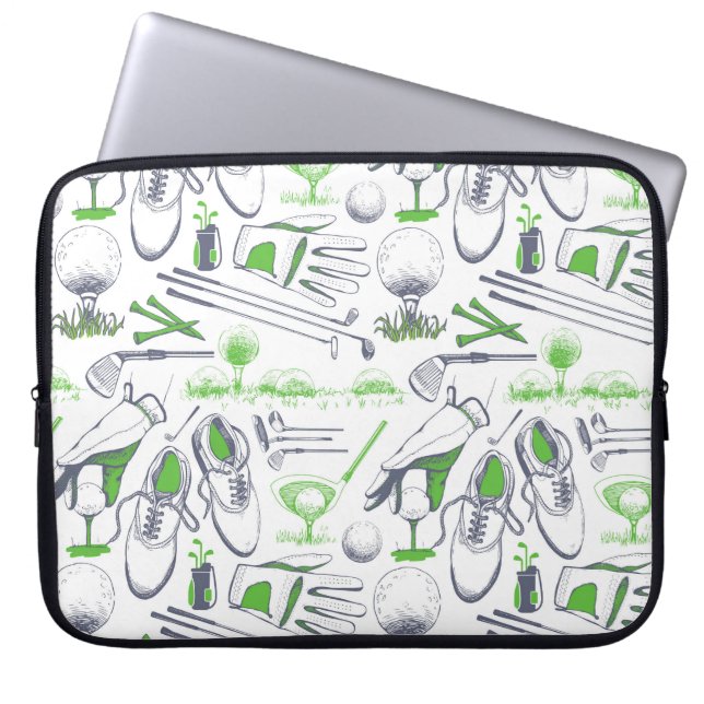 Groene Golf iconen patroon Laptop Sleeve (Voorkant)