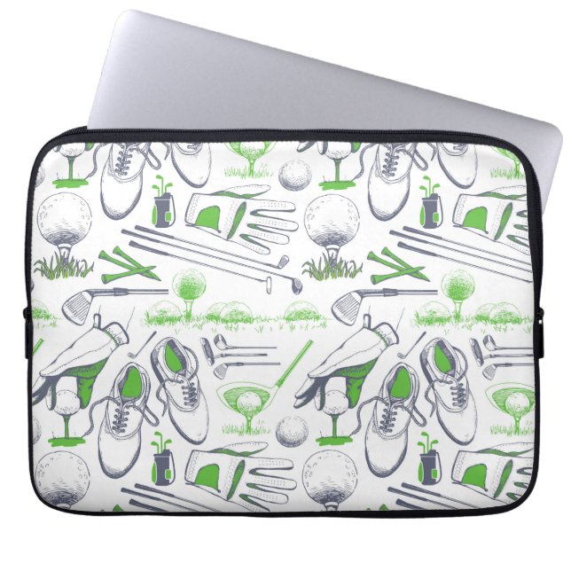 Groene Golf iconen patroon Laptop Sleeve (Voorkant)