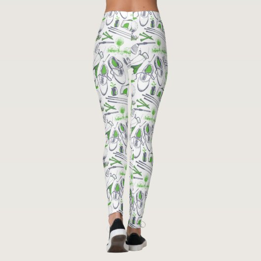 Groene Golf iconen patroon Leggings (Achterkant)