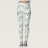 Groene Golf iconen patroon Leggings (Voorkant)