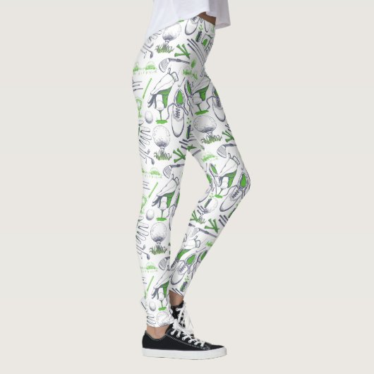 Groene Golf iconen patroon Leggings (Rechts)