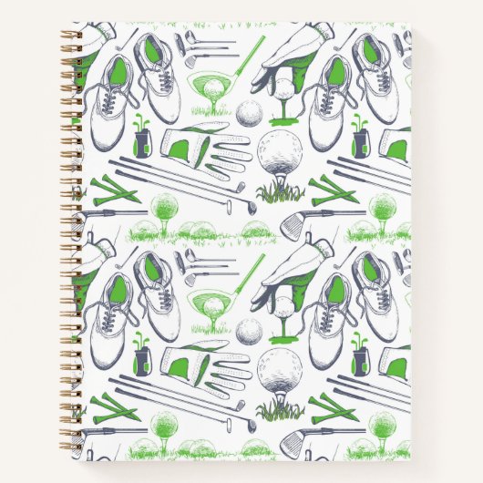 Groene Golf iconen patroon Notitieboek (Voorkant)