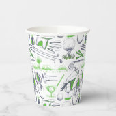 Groene Golf iconen patroon Papieren Bekers (Links)