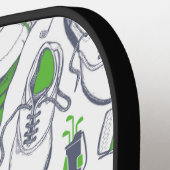 Groene Golf iconen patroon Pickleball Paddle (Links Detail)