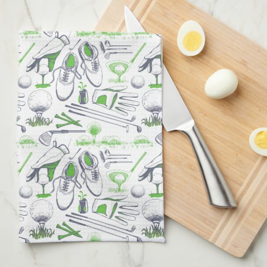 Groene Golf iconen patroon Theedoek (Quarter Fold)