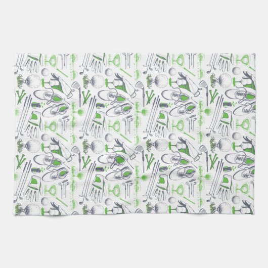 Groene Golf iconen patroon Theedoek (Horizontaal)