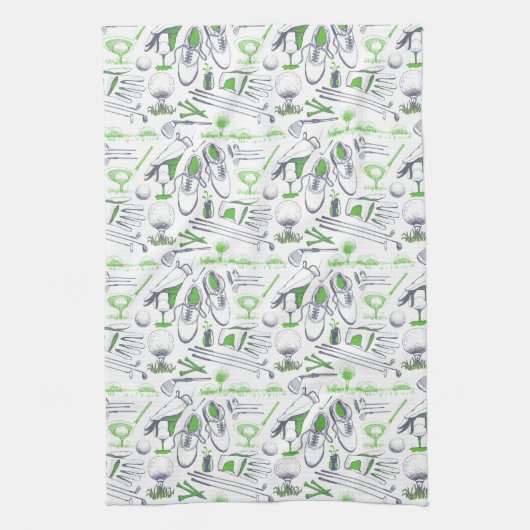 Groene Golf iconen patroon Theedoek (Verticaal)