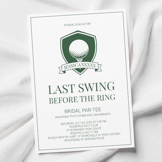 Groene Golf Laatste Swing Voor de Ring Bruiloft Fe Kaart