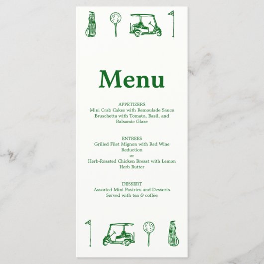 Groene Golf Lijn Tekeningen Menu (Voorkant)