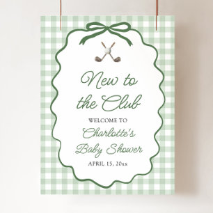 Groene Golf Nieuw bij de Club Baby Shower Welkom Poster