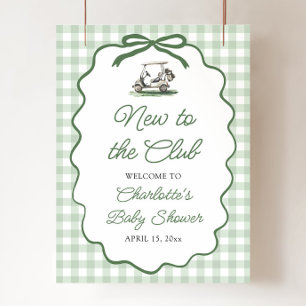 Groene Golf Nieuw bij de Club Baby Shower Welkom Poster