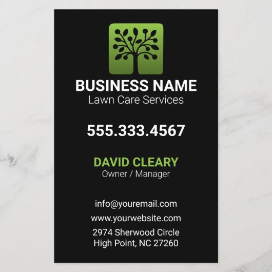 Groene Golf Professional Boom Onderhoud Gazons Flyer (Voorkant)