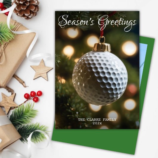 Groene Golf Seizoen Groeten Kerstmis Foto Feestdagenkaart