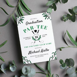 Groene golf thema afstudeerfeest kaart