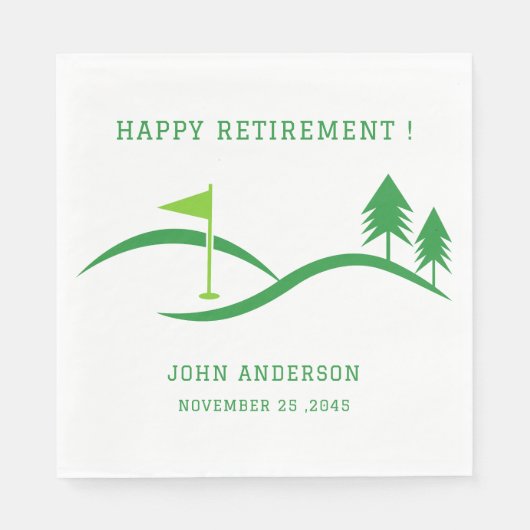 Groene Golf Thema Pensioenfeest Servetten (Voorkant)
