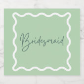 Groene Golfachtige Bruidsmeisje Uitnodiging Sparkling Wijnetiket (Enkel label)