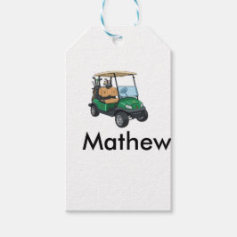 Groene golfautonaam man sportjongen cadeaus letter cadeaulabel