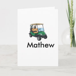 Groene golfautonaam man sportjongen cadeaus letter kaart