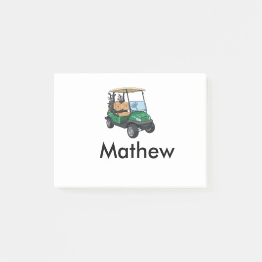 Groene golfautonaam man sportjongen cadeaus letter post-it® notes (Voorkant)