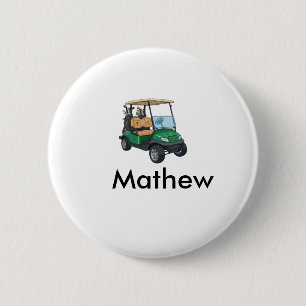 Groene golfautonaam man sportjongen cadeaus letter ronde button 5,7 cm