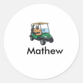 Groene golfautonaam man sportjongen cadeaus letter ronde sticker