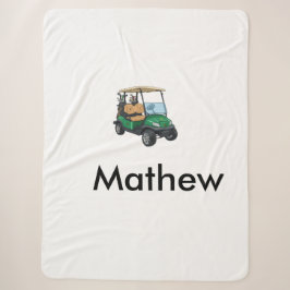 Groene golfautonaam man sportjongen cadeaus letter sherpa deken