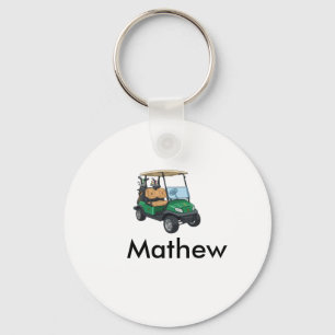Groene golfautonaam man sportjongen cadeaus letter sleutelhanger