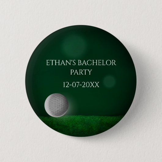Groene golfbaan golfbal vrijgezellenfeest ronde button 5,7 cm (Voorkant)