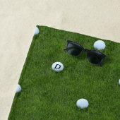 Groene Golfbal Monogram Golfer Strandhanddoek Strandlaken (In situ)