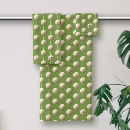 Groene Golfbal Patroon Monogram Badhanddoekenset Bad Handdoek