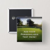 Groene Golfcursus in Dawn Vierkante Button 5,1 Cm (Voorkant /achterkant)