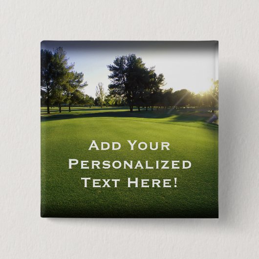 Groene Golfcursus in Dawn Vierkante Button 5,1 Cm (Voorkant)