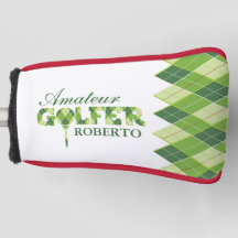 Groene golfer argyle gepersonaliseerde cover