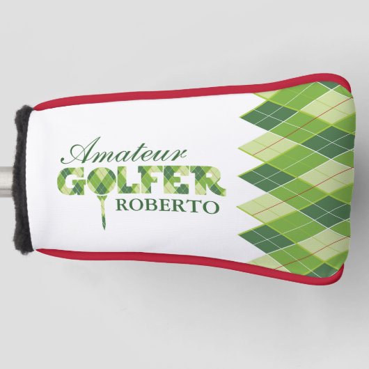Groene golfer argyle gepersonaliseerde cover (Voorkant)