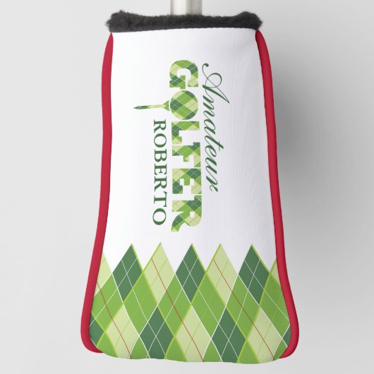 Groene golfer argyle gepersonaliseerde cover (Draai 90)