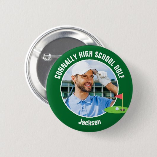 Groene Golfer Foto Havo Golf Team Ronde Button 5,7 Cm (Voorkant /achterkant)