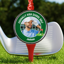 Groene Golfer Foto Hoge School Golf Team Kerstmis Metalen Ornament