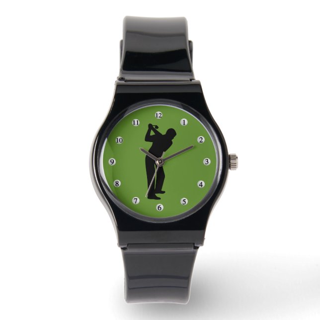 Groene Golfer met Golfbal Nummers Horloge (Voorkant)