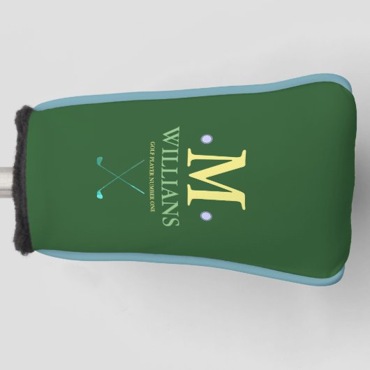 groene golfhoes met monogram voor golfer golfheadcover (Voorkant)