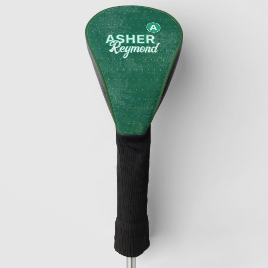 Groene golfhoes met zijn naam golfheadcover (Voorkant)