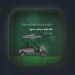 Groene golfkar golfers vrijgezellenfeest golffeest papieren bordje<br><div class="desc">Verhoog uw golf vrijgezellenfeest eetervaring met deze aangepaste papieren borden, ontworpen om gebruiksgemak te combineren met gepersonaliseerde stijl. Doordrenk je golf vrijgezellenfeest met een gevoel voor plezier en kameraadschap met deze op maat gemaakte papieren borden. Of u nu geniet van een casual barbecue of een gastronomische maaltijd, deze voegen een...</div>