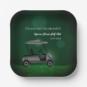 Groene golfkar golfers vrijgezellenfeest golffeest papieren bordje (Voorkant)
