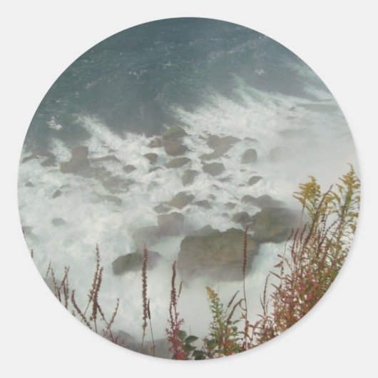 Groene golven Blauw Water Abstracte Natuur Waterva Ronde Sticker (Voorkant)